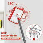 JEHONN Baseboard Cleaner Tool with Handle, 56 inches Base Boards Cleaning Mop Scrubber, 1 Stiff Bristles Brush, 2 Chenille and 2 Microfiber Pads, Wall Duster for Floorboard Ceiling Window Tile - Image 5