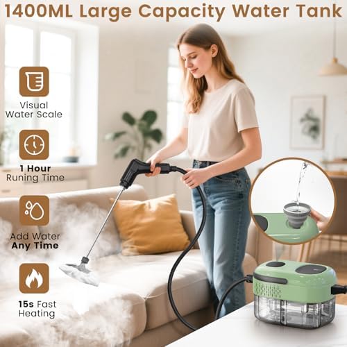 2500W Handheld Steam Cleaner for Home with 16 Accessories - Image 2
