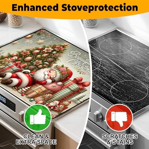 Christmas Stove Top Cover Snowman Stove Top Cover for Home Decoration Kitchen Pad Non-Stick Washable Cooktop Covers Countertop Protector Keep Stove Clean 28"x20" (Man) - Image 6