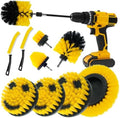 10 Pcs Drill Brush Attachment Set, Drill Scrubber Brush Kit, Drill Cleaning Brush, Scrub Brush for Grout Floor Tub Shower Bathtub Tile Sink Toilet Bathroom Kitchen Car Yellow by TOWBRUS