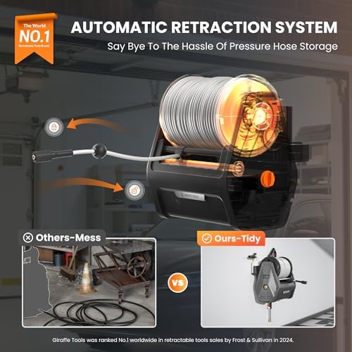 Giraffe Tools Retractable Wall Mounted Pressure Washer Plus with 100FT Hose - Image 4