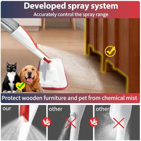 Spray Mop for Floor Cleaning, 2 Pack with Refillable Bottles & Pads - Image 4