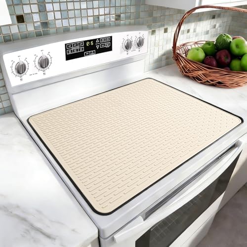 LONGKING Stove top Cover for Electric Stove - Silicone Stove Mat for Glass Top Stove, Range Covers for Electric Stove, Beige, 30"x21" (Standard) by LONGKING