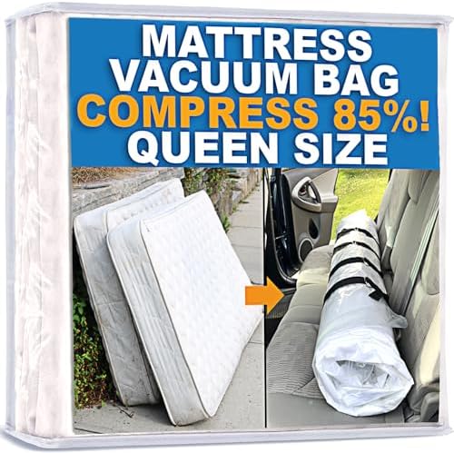 Mattress Vacuum Bag for Moving, Vacuum Seal Mattress Bag for Memory Foam or Inner Spring Mattresses, Compression and Storage for Returns, Leakproof Valve and Double Zip Seal (Queen/Full/Full-XL) by Homie