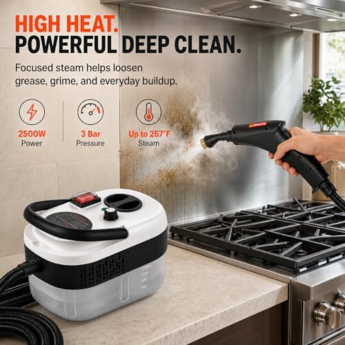 2500W High Pressure Handheld Steam Cleaner, Portable Steamer for Cleaning - Image 2