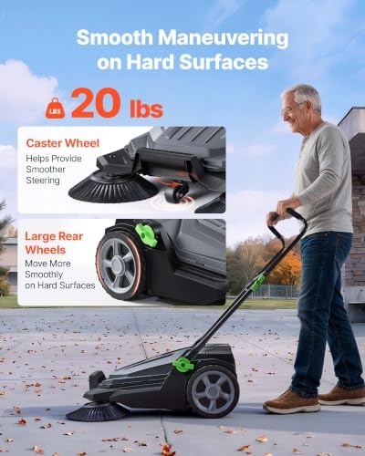 VEVOR Walk-Behind Hand Push Floor Sweeper with 25.6" Sweeping Width - Image 5