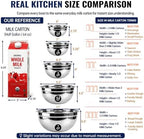 WEPSEN Mixing Bowls Set, 25PCS Stainless Steel Mixing Bowl with Lid Set, Large Nesting Bowls 7, 4.5, 3,2, 1.5QT, Measuring Cups and Spoons Baking Utensils Metal Bowl for Kitchen Prep - Image 6