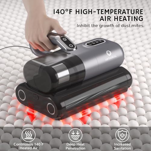 AIRTHEREAL M1 Mattress Vacuum Cleaner, 6 in 1 Bed Vacuum with High-Frequency Vibration - 80,000 RPM Dual Brushroll Rotation, UV-C Light, 14Kpa Suction, Dust Sensor, Ultrasonic and Heating Tech - Image 5