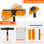 Window Cleaning Tools Window Squeegee: 2 in 1 Double-Sided Professional Cleaner Window Washing Kit with Extension Pole 20+ Ft Duster for High Ceilings Microfiber Scrubber for Indoor Outdoor High Glass - Image 2