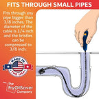 22" Long Sink Drain Brush – Slim Snake Hair Clog Remover Tool for Shower, Tub and Sink - Pipe/Tube Brush for Small Spaces, Drain Cleaning – B113C by FryOilSaver Co. - Image 2