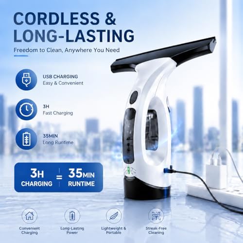 Window Vacuum Cleaner Electric Squeegee Cordless Glass Cleaner Tool Handheld Power Scraper with 28cm Blade for Window Shower Car - Image 5