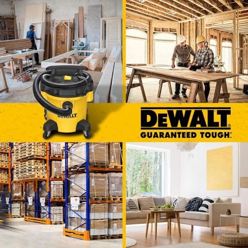 DEWALT DXV05P 5 Gallon Poly Wet/Dry Vac, 4 Peak HP Shop Vacuums with Attachments, Powerful Suction, 1-7/8" Hose, DXV05P, Yellow - Image 4