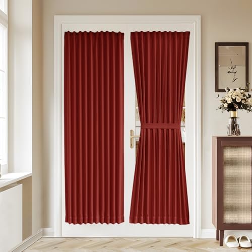 Vatge Red French Door Blackout Curtains - Holiday Decor Door Curtains for Christmas/Festivals, 1 Panel, W36 x L72, Red by Vatge