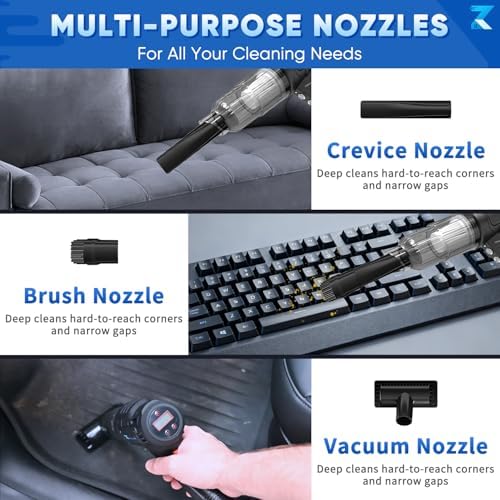 3 in 1 Cordless Car Vacuum and Air Compressor, LED Light,5000PA Powerful Suction&150PSI Auto-Shutoff Tire Inflator, with 3 Filters,45W Fast Charging for Car, Home,Motorcycle, Bicycle, Air Mattres - Image 3