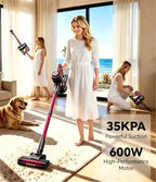 Cordless Vacuum Cleaner for Home,600W 35KPA 60Mins(Fuchsia) - Image 2