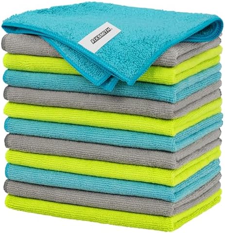 FIXSMITH Microfiber Cleaning Cloth - Pack of 12, Multi-Functional Towels, Size: 12 x 16 in, Highly Absorbent Rags, Lint-Free, Streak-Free for Car, Kitchen, Home, Office by FIXSMITH