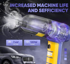 Car Vacuum Portable Cordless 3 in 1 Handheld Car Vacuum 15000PA High Power with Brushless Motor,5200mAh withType-C Charing Small Vacuum Cleaner Portable Cordless,SW101Blue Yellow - Image 4