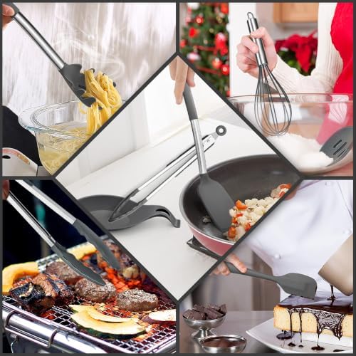 E-far Silicone Cooking Utensils Set, 30-Piece Gray Kitchen Utensils Set - Image 4