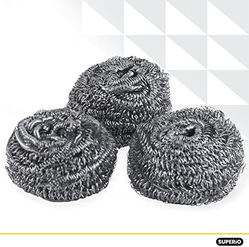 Superio Stainless Steel Scourers Steel Wool Scrubber Pad Used for Dishes, Pots, Pans, Grill, Stoves, and Ovens, Easy scouring for Tough Kitchen Cleaning (12) - Image 3