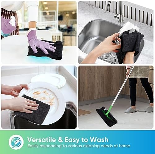 HOMEXCEL Black Microfiber Cleaning Cloth, Microfiber Towels for Car, 12 PK - Image 4
