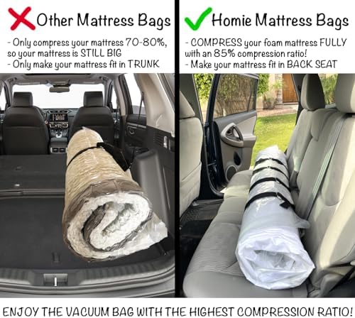 Mattress Vacuum Bag for Moving, Vacuum Seal Mattress Bag for Memory Foam or Inner Spring Mattresses, Compression and Storage for Returns, Leakproof Valve and Double Zip Seal (Queen/Full/Full-XL) - Image 3