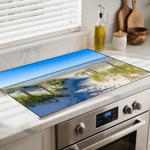 Heat-resistant Stove Top Cover - 28.5" X 20.5" Cooktop Protector Covers, Scratch-resistant Washable Pad Kitchen Countertop Mat (Ocean, 30" x 21") by BSFHH