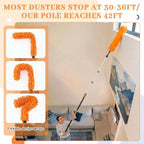 42 ft High Reach Duster Kit, 6 Attachments, Fan Cleaner, Orange - Image 6