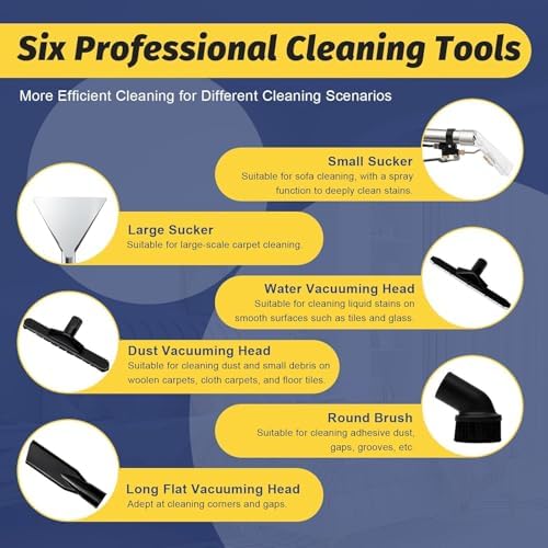 40L/11gal Commercial Carpet Cleaning Machine, 3 in 1 Professional Upholstery Cleaner Machine for Wet Dry 1034W Carpet Extractor Vacuuming and Water for Sofa Curtain, Sent in 2 Packages - Image 6