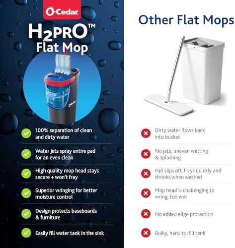 O-Cedar H2prO Flat Mop System | Quick Everyday Cleaning | Dual-Tank Fresh Water System | Machine Washable Reusable Microfiber Mop Pad | Safe on Hardwood, Tile & Vinyl Floors - Image 3