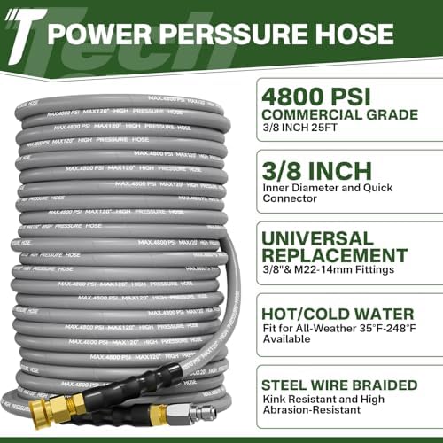 3/8’’ Pressure Washer Hose and Gun, 30’’ Extension Washer Wand - Image 2