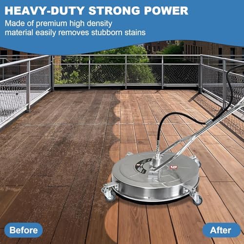 Garvee 24 in Pressure Washer Surface Cleaner with 4 Wheels&Dual Handles, 4900PSI Stainless Steel Surface Cleaner Attachment for Pressure Washer for Concrete Driveway Sidewalk Deck Patio - Image 5