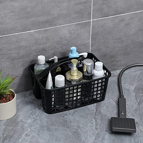 Portable Shower Caddy Basket Plastic Storage Basket with Compartments Black - Image 2