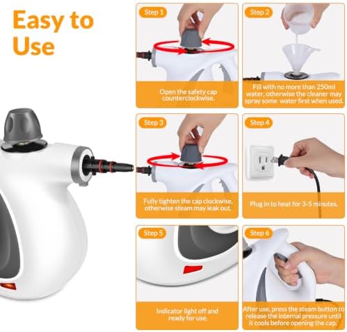 Handheld Steam Cleaner, Pressurized Hot Steam with 12 Accessories for Home - Image 6