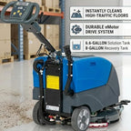 Emotor 15'' Foldable Walk Behind Floor Scrubber Machine Hand Push Scrubber Machine for Industrial Commercial Use,Upgrade Automatic Water Flow, Machine Size 32"X18"X25"(Blue) - Image 2