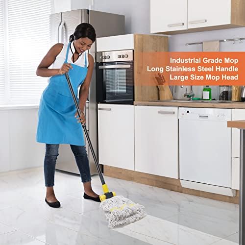 KeFanta 2 Pack Commercial Mop Heavy Duty Industrial Mop with Long Handle,60" Looped-End String Wet Cotton Mops for Floor Cleaning,Home,Kitchen,Office,Garage and Concrete/Tile Floor - Image 7