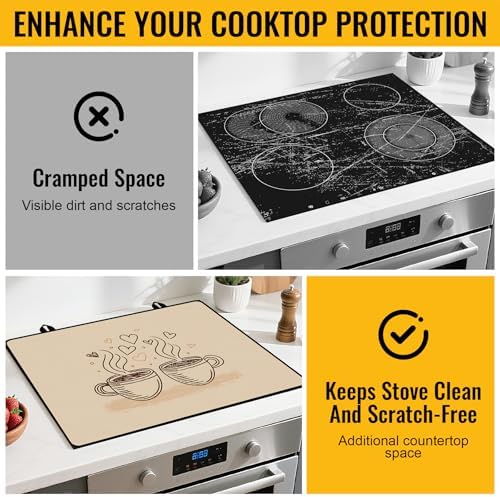 NYZE Wood Coffee Stove Cover for Electric Stove Top 28x20 Inch Stovetop Mat - Image 5