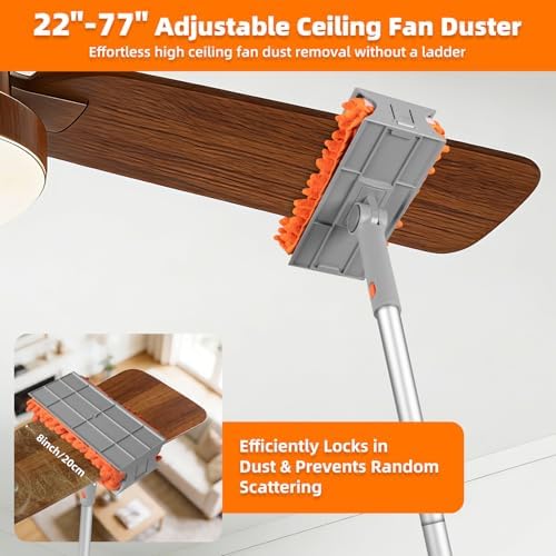 Ceiling Fan Cleaner Duster with 6 Ft/77'' Extension Pole, Multi-Functional - Image 2
