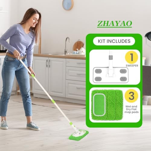 Sweeper Mop System with 3 Reusable Microfiber Mop Pads - Image 3