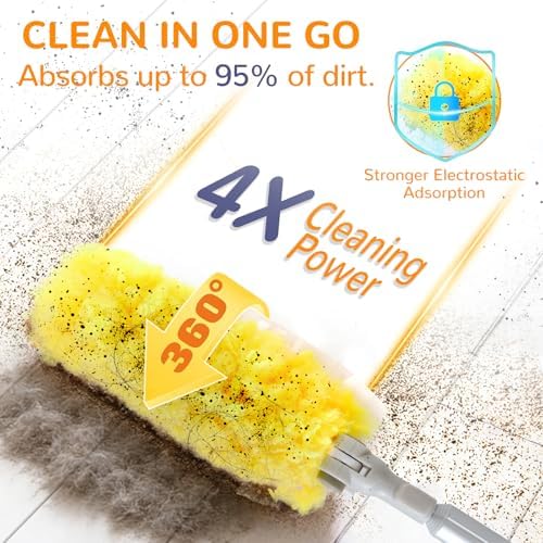 6 ft Long Handle Extendable Duster with 50 Refills for Swiffer Duster, Heavy Duty 360° Microfiber Dusting Kit for High Ceilings, Ceiling Fans, Tall Windows, and Hard-to-Reach Areas - Image 4