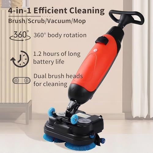 Commercial Floor Washer, Electric Walk Behind Scrubber, 17” Cleaning Width, Floor Cleaner for Kitchens, Schools, Supermarkets, Hotels, and Factories - Image 2