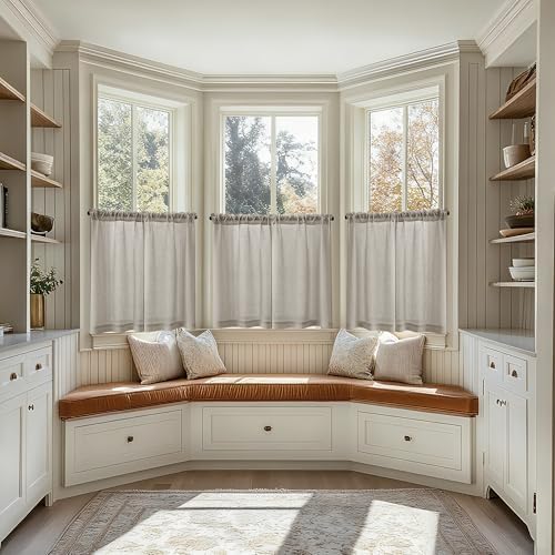Farmhouse Kitchen Curtains 36 Inch Length Burlywood Birch 2 Panels - Image 5