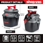 Shop-Vac 5430095 2.5 Gallon 2.0 Peak HP Wet/Dry Vac with Blower - Image 3