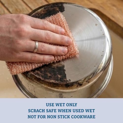 Redecker Copper Cleaning Cloth, Set of 2, Standard Size – Non-Scratch Scrubber for Pots, Pans, Sink & Stainless Steel – Reusable Metal Cleaning Cloth, Made in Netherlands - Image 2