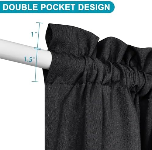 Hiasan French Door Curtains for Small Window, Black, 24W x 72L, 1 Panel - Image 3