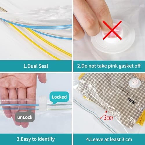 Vacuum Storage Bags for moving, Vacuum Seal Bags for Memory Foam, Latex, Clothing & Bedding, Space Saver Bags for Organization and Storage (Medium) - Image 6