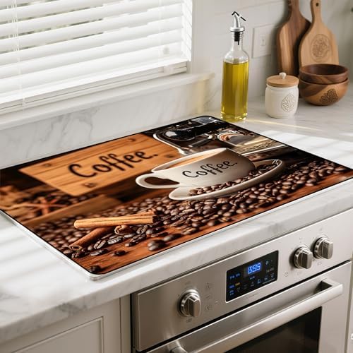 Heat-resistant Stove Top Cover - 28.5" X 20.5" Cooktop Protector Covers, Scratch-resistant Washable Pad Kitchen Countertop Mat (Coffee, 28.5" x 20.5") by BSFHH