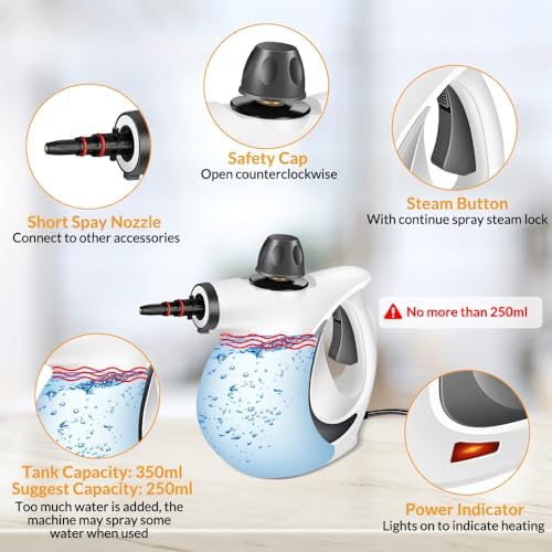 Handheld Steam Cleaner, Pressurized Hot Steam with 12 Accessories for Home - Image 4