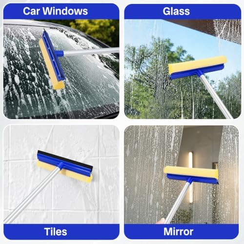 Wontolf 62'' Window Squeegee with Extension Poles, 2-in-1 Window Cleaning Kit, Windshield Cleaner Tool, Window Washing Squeegee for Home, Outdoor Windows, Glass, Shower - Image 3