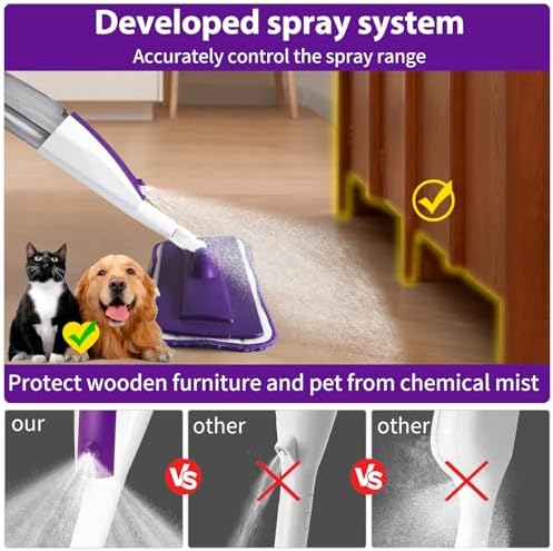 Wet Spray Mop for Floor Cleaning with 14 oz Bottle & 3 Microfiber Pads - Image 2