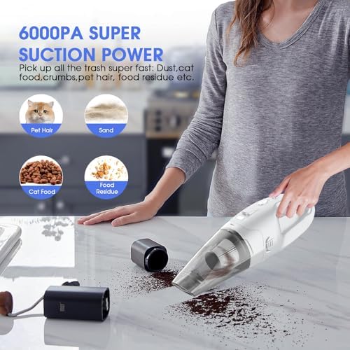YOOHI Handheld Vacuum Cordless Rechargeable – 6000Pa Mini Hand Held Vacuum, LED Light, 20–25 Mins Runtime, USB Charging, 500ML Cup – Lightweight Small Vacuum Cleaner Cordless for Car/Office/Home - Image 2